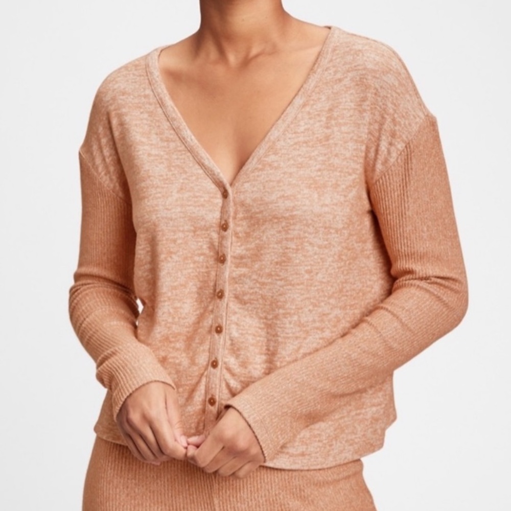 Love Gap Tan Marled Softspun Ribbed Button Cardigan